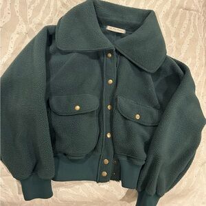 Free People - Dark Green Fleece Bomber style jacket